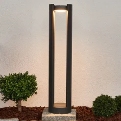 Lucande Terrassebelysning|Gadebelysning > LED pullert Dylen, grå, metal, 80 cm, IP65