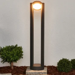 Lucande Terrassebelysning|Gadebelysning > LED pullert Dylen, grå, metal, 80 cm, IP65