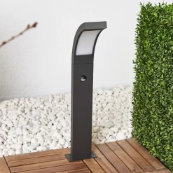 Gadebelysning Med Sensor|Terrassebelysning ^ Lucande LED-pullert Juvia, 60 cm, bevægelsessensor, IP54