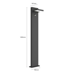 Lucande Gadebelysning Med Sensor|Gadebelysning > LED pullert Silvan, 100 cm, sensor, antracit