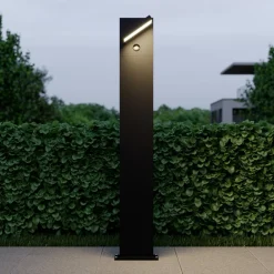 Lucande Gadebelysning Med Sensor|Gadebelysning > LED pullert Silvan, 100 cm, sensor, antracit