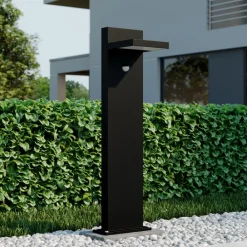 Gadebelysning Med Sensor|Terrassebelysning ^ Lucande LED pullert Silvan, 65 cm, sensor, antracit