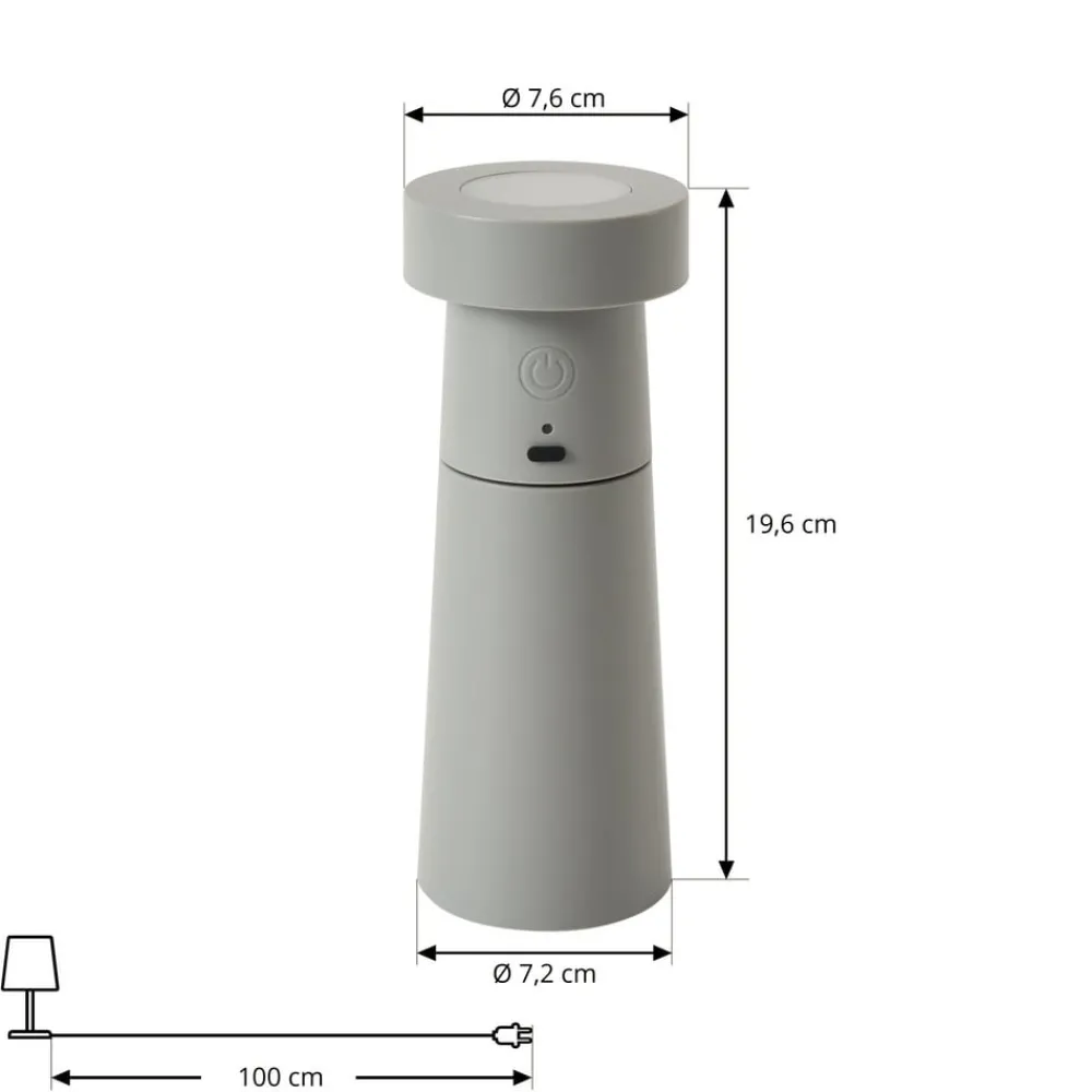 Lucande Bordlamper > LED-saltbøsse Salt, lysegrå, batteri, IP44