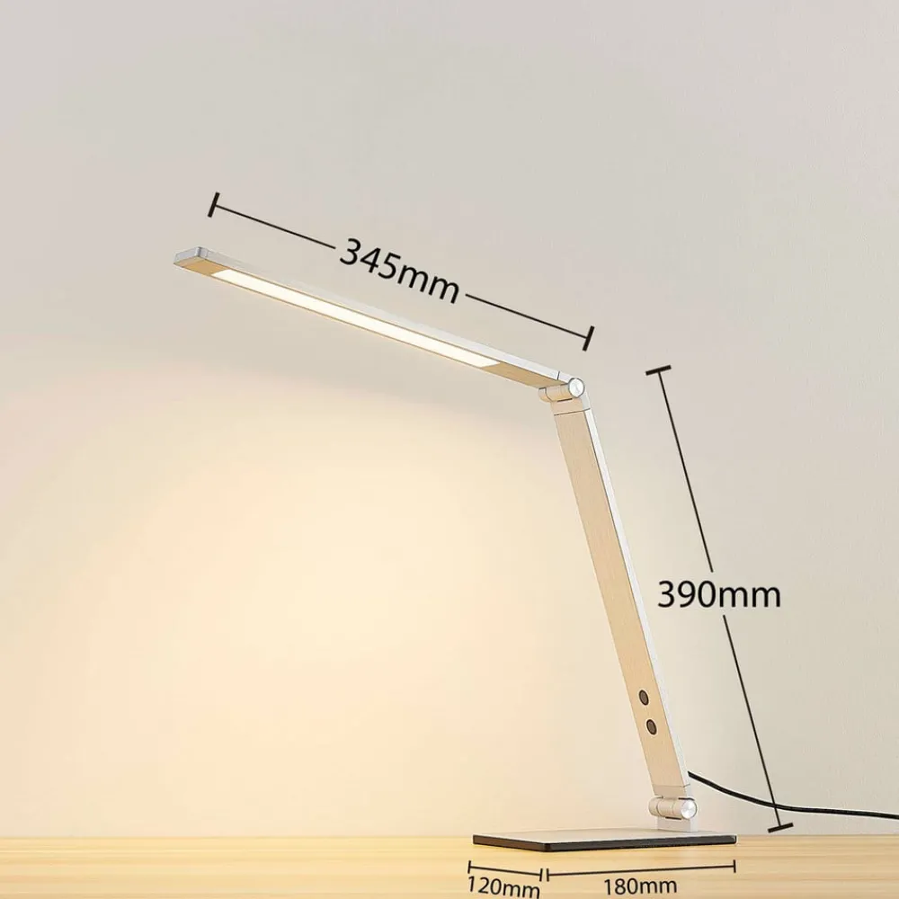 Arbejdsrum/Kontor|Bordlamper ^ Lucande LED-skrivebordslampe Nicano, grå, metal, dæmpbar.