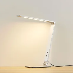 Arbejdsrum/Kontor|Bordlamper ^ Lucande LED-skrivebordslampe Nicano, grå, metal, dæmpbar.