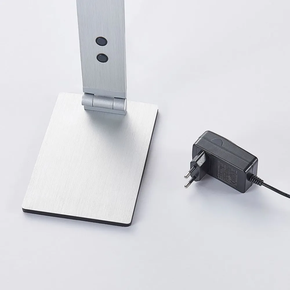 Arbejdsrum/Kontor|Bordlamper ^ Lucande LED-skrivebordslampe Nicano, grå, metal, dæmpbar.
