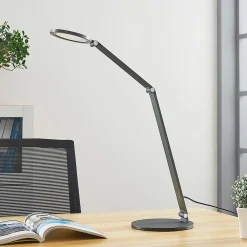 Arbejdsrum/Kontor|Bordlamper ^ Lucande LED-skrivebordslampe Mion, 41 cm, rund, dæmpbar