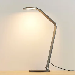 Arbejdsrum/Kontor|Bordlamper ^ Lucande LED-skrivebordslampe Mion, 41 cm, rund, dæmpbar