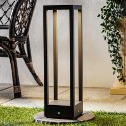 Sokkellamper ^ Lucande LED-sokkellampe Carlota, 50 cm, antracit, aluminium