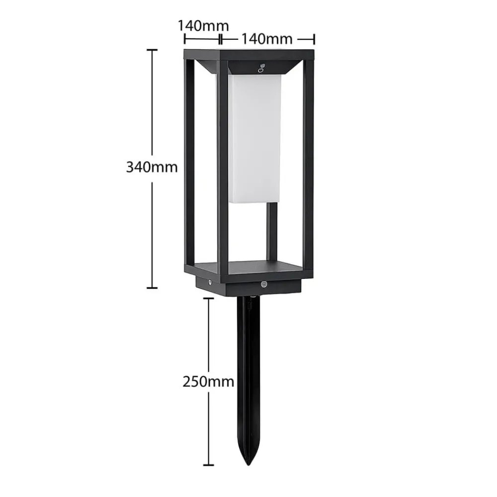 Solcellelamper|Sokkellamper ^ Lucande LED-sokkellampe Eliel, 34 cm, antracit, IP54
