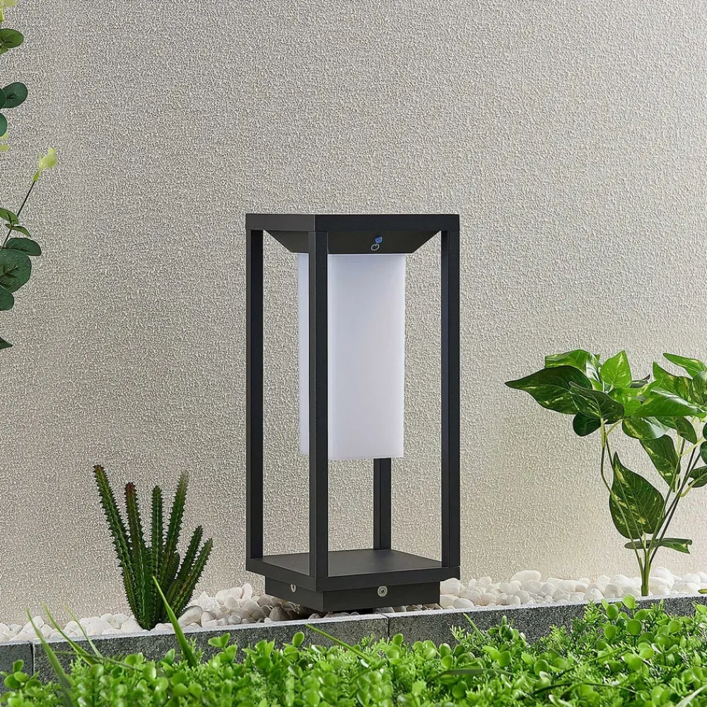 Solcellelamper|Sokkellamper ^ Lucande LED-sokkellampe Eliel, 34 cm, antracit, IP54