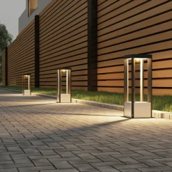 Terrassebelysning|Sokkellamper ^ Lucande LED-sokkellampe Kalisa, IP65, 42 cm, grå, metal