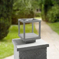 Lucande Sokkellamper > LED-sokkellampe Lealan, grå, metal, 23 cm, IP54