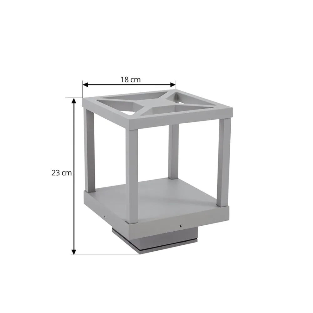 Lucande Sokkellamper > LED-sokkellampe Lealan, grå, metal, 23 cm, IP54
