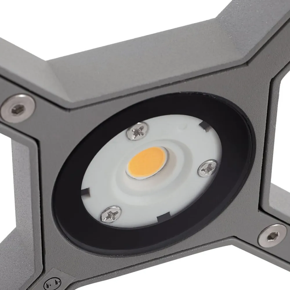 Lucande Sokkellamper > LED-sokkellampe Lealan, grå, metal, 23 cm, IP54