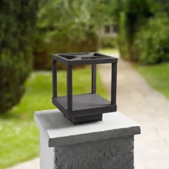 Lucande Terrassebelysning > LED-sokkellampe Lealan, sort, metal, 23 cm, IP54