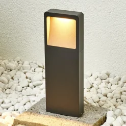 Sokkellamper ^ Lucande LED-sokkellampe Leya, 4 stk, 35cm, antracit, IP54