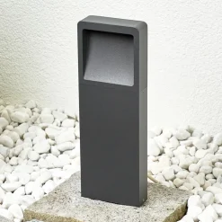 Terrassebelysning|Sokkellamper ^ Lucande LED-sokkellampe Leya, 35 cm, antracit, metal, IP54