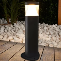 Lucande Sokkellamper|Terrassebelysning > LED-sokkellampe Milou, højde 30 cm, antracit, aluminium