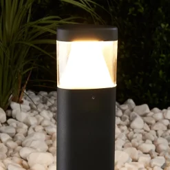 Lucande Sokkellamper|Terrassebelysning > LED-sokkellampe Milou, højde 30 cm, antracit, aluminium