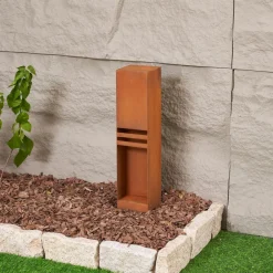 Terrassebelysning|Sokkellamper ^ Lucande LED-sokkellampe Oxido, rustfarvet, cortenstål
