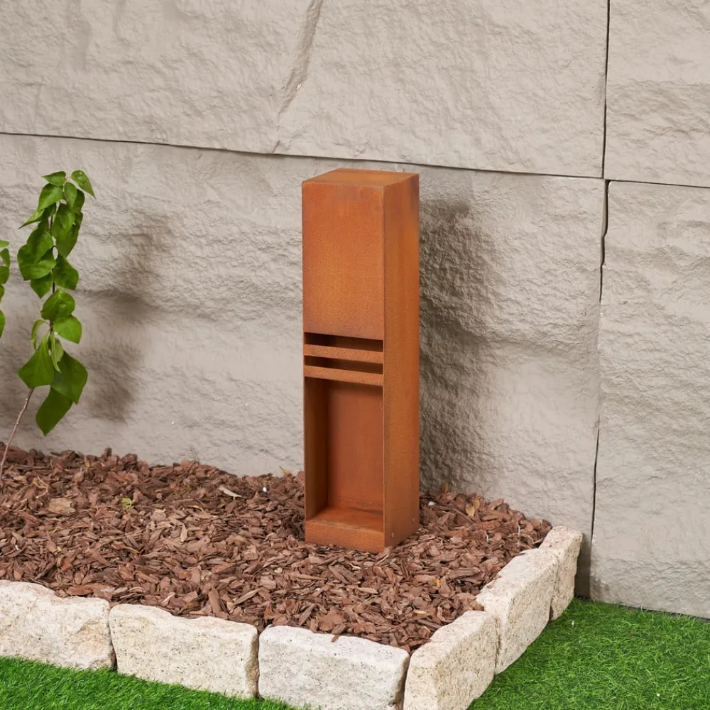 Terrassebelysning|Sokkellamper ^ Lucande LED-sokkellampe Oxido, rustfarvet, cortenstål