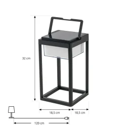 Solcellelamper ^ Lucande LED-solcellebordlampe Tilena, kantet, sort, dæmpbar
