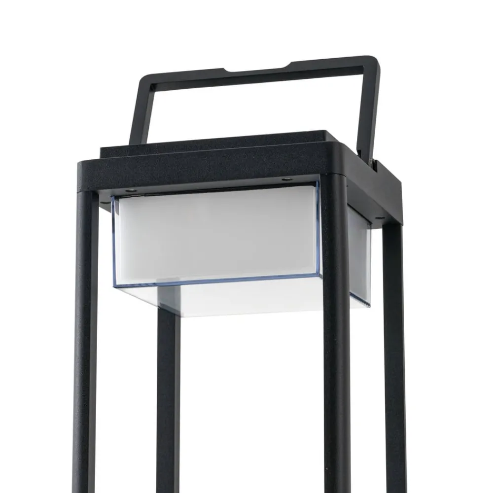 Solcellelamper ^ Lucande LED-solcellebordlampe Tilena, kantet, sort, dæmpbar