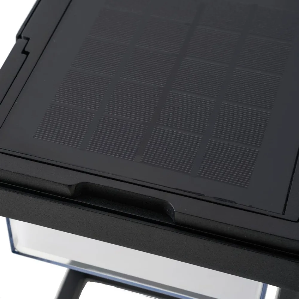 Solcellelamper ^ Lucande LED-solcellebordlampe Tilena, kantet, sort, dæmpbar