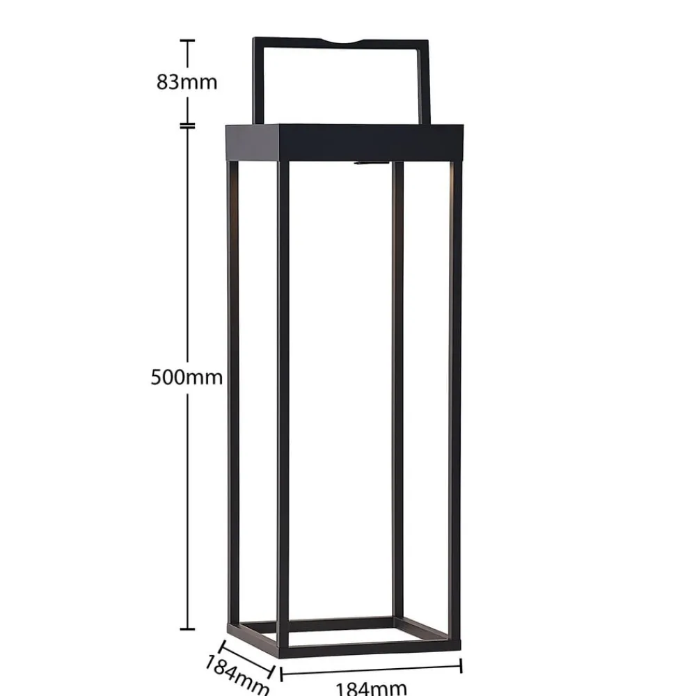 Lucande Dekorationsbelysning|Solcellelamper > LED-solcellelampe Lynzy, 58 cm, sort, metal, IP65