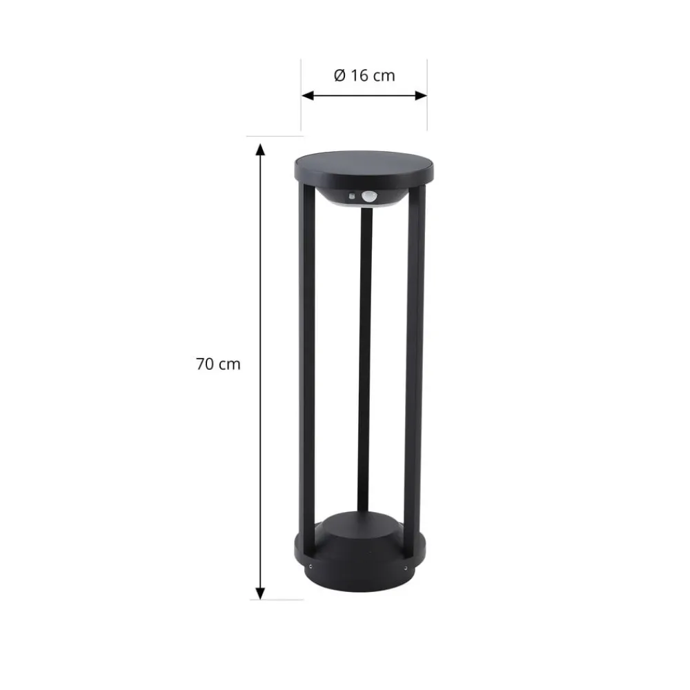 Lucande Solcelle Lampe Med Sensor|Solcellelamper > LED-solcellelampe Nilea, Ø 16 cm, sort, sensor