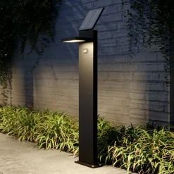 Solcelle Lampe Med Sensor|Gadebelysning Med Sensor ^ Lucande LED-solcellelampe Silvan, 100 cm, sensor, antracit