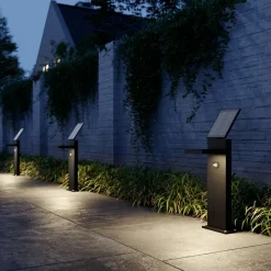 Solcelle Lampe Med Sensor|Gadebelysning Med Sensor ^ Lucande LED-solcellelampe Silvan, 60 cm, sensor, antracit