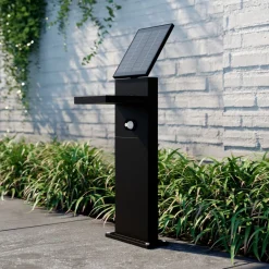 Solcelle Lampe Med Sensor|Gadebelysning Med Sensor ^ Lucande LED-solcellelampe Silvan, 60 cm, sensor, antracit