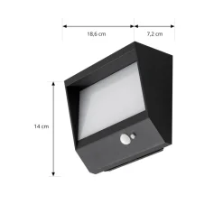 Lucande Solcelle Lampe Med Sensor|Væglamper > LED-solcellevægslampe Dava, 14 cm høj, aluminium, sensor