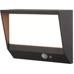 Lucande Solcelle Lampe Med Sensor|Væglamper > LED-solcellevægslampe Dava, 14 cm høj, aluminium, sensor