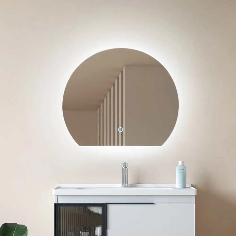 Lucande Møbel Og Interiør > LED-spejl Celestiel, halvcirkelformet, CCT, Ø 50 cm