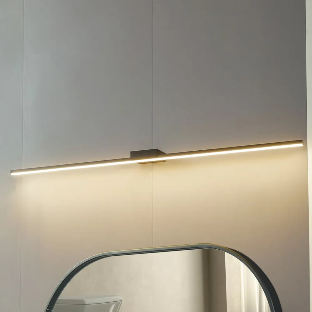 Lucande Væg- Og Spejllamper|Væglamper > LED-spejllampe Kivana, sort, metal, 90 cm, IP44