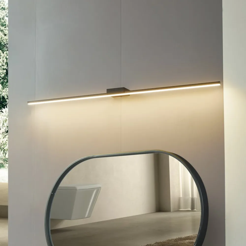 Lucande Væg- Og Spejllamper|Væglamper > LED-spejllampe Kivana, sort, metal, 90 cm, IP44