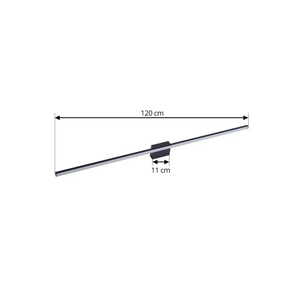 Lucande Væg- Og Spejllamper|Væglamper > LED-spejllampe Kivana, sort, metal, 90 cm, IP44