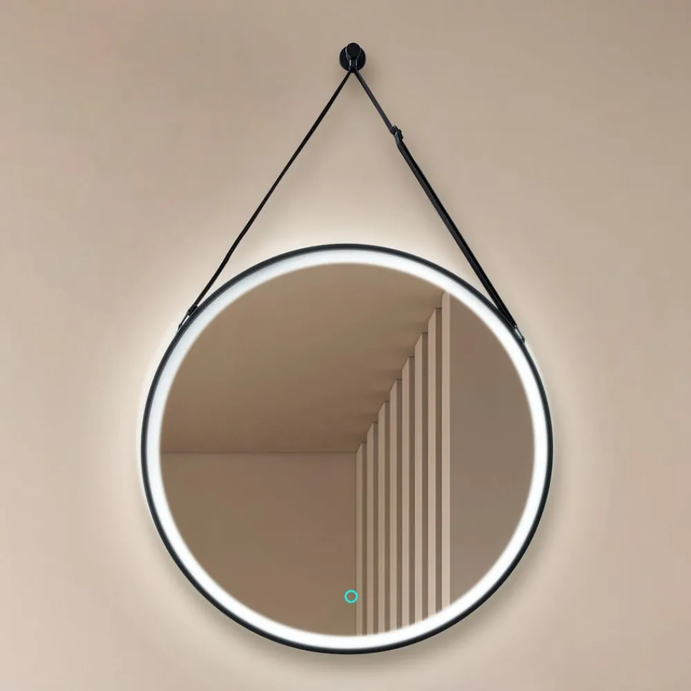 Møbel Og Interiør ^ Lucande LED-spejl Lelin, Ø 60 cm, sort, aluminium, CCT