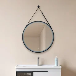 Møbel Og Interiør ^ Lucande LED-spejl Lelin, Ø 60 cm, sort, aluminium, CCT