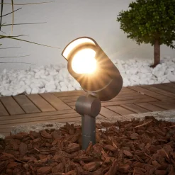 Lucande Terrassebelysning|Udendørs Spot > LED-spot med jordspyd Beatrix, antracit, aluminium, 45,7 cm
