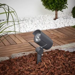 Lucande Terrassebelysning|Udendørs Spot > LED-spot med jordspyd Beatrix, antracit, aluminium, 45,7 cm