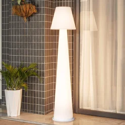 Terrassebelysning ^ Lucande LED-terrasselampe Gauri, hvid, 153 cm, IP44