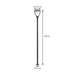 Lucande Lygtepæle > LED udendørslampe Filor, sort, aluminium, 250 cm