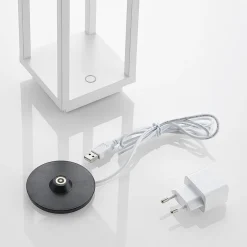 Dekorationsbelysning|Bordlamper ^ Lucande LED-udendørslampe Mirina, hvid, genopladeligt batteri, touch-dæmper