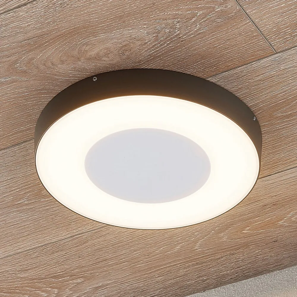 Lucande Terrassebelysning|Udendørs Loftlamper > LED udendørs loftlampe Sora, rund, sensor, IP54