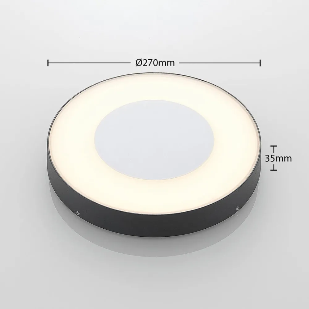 Lucande Terrassebelysning|Udendørs Loftlamper > LED udendørs loftlampe Sora, rund, sensor, IP54