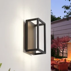 Væglamper ^ Lucande LED udendørs væglampe Thorvid, højde 26 cm, sort